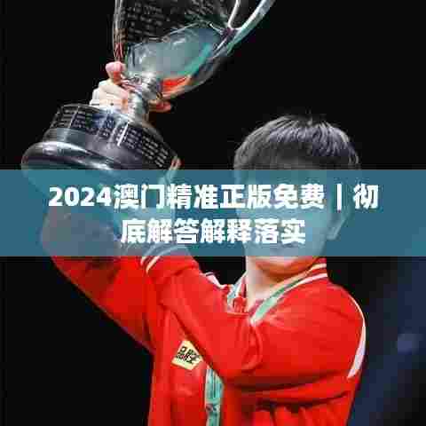 2024澳门精准正版免费｜彻底解答解释落实