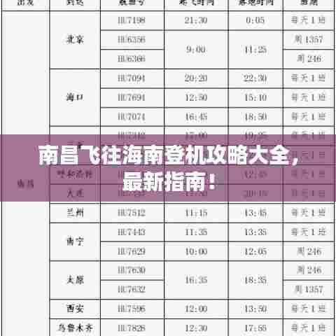 南昌飞往海南登机攻略大全，最新指南！