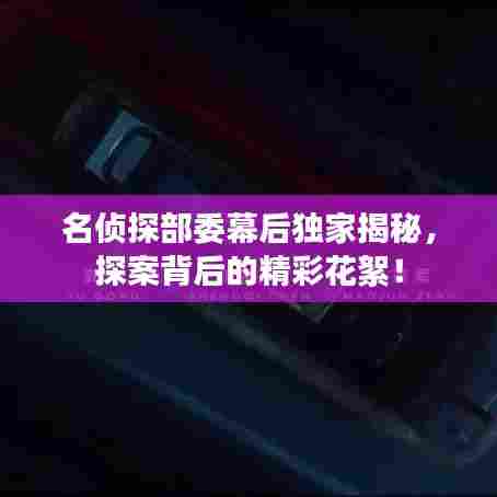 名侦探部委幕后独家揭秘，探案背后的精彩花絮！