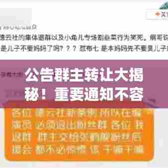 公告群主转让大揭秘！重要通知不容错过——百度搜索可见