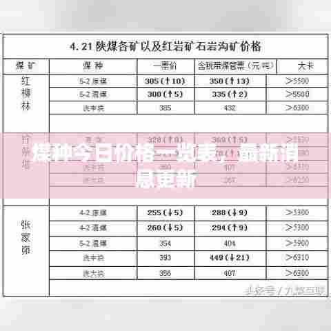 煤种今日价格一览表，最新消息更新